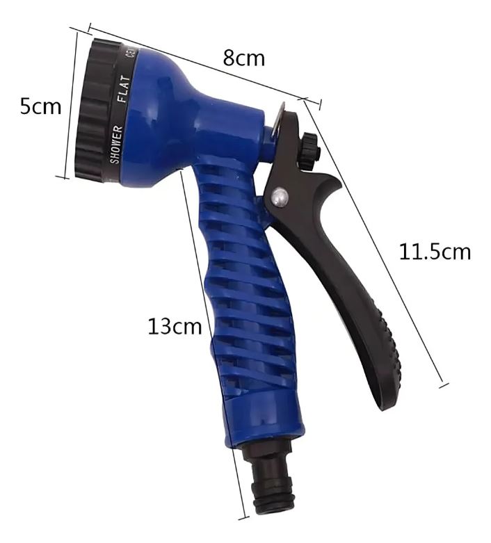 Manguera de jardín expansible de alta presión, incluye pistola con 7 funciones.