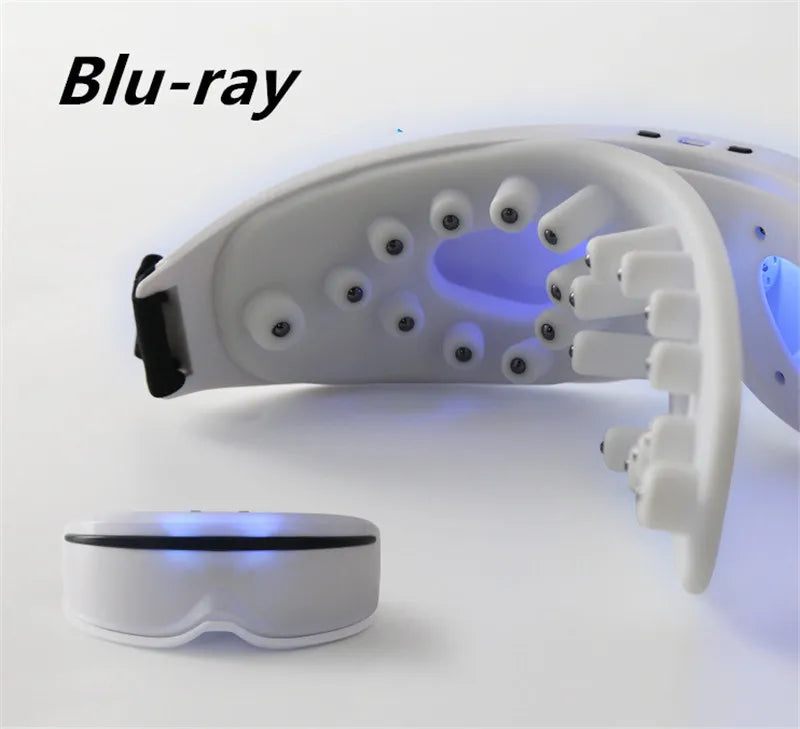 Masajeador de ojos eléctrico con terapia de calor y puntos de presión magnéticos.