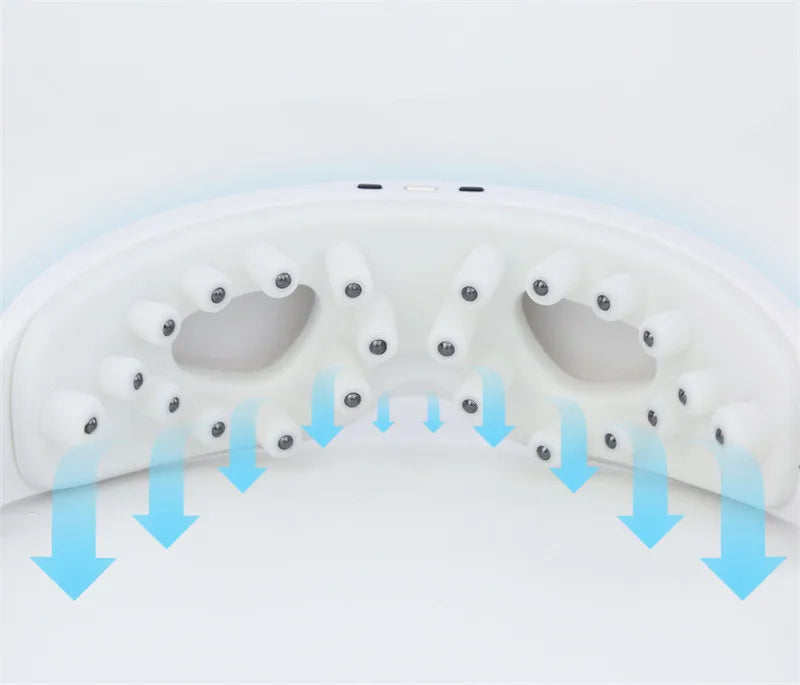 Máscara de terapia ocular con calor y vibración eléctrica para un alivio profundo.
