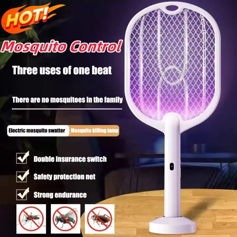 Matamoscas eléctrico tipo raqueta, eficaz contra mosquitos y moscas, 3000 Volts.