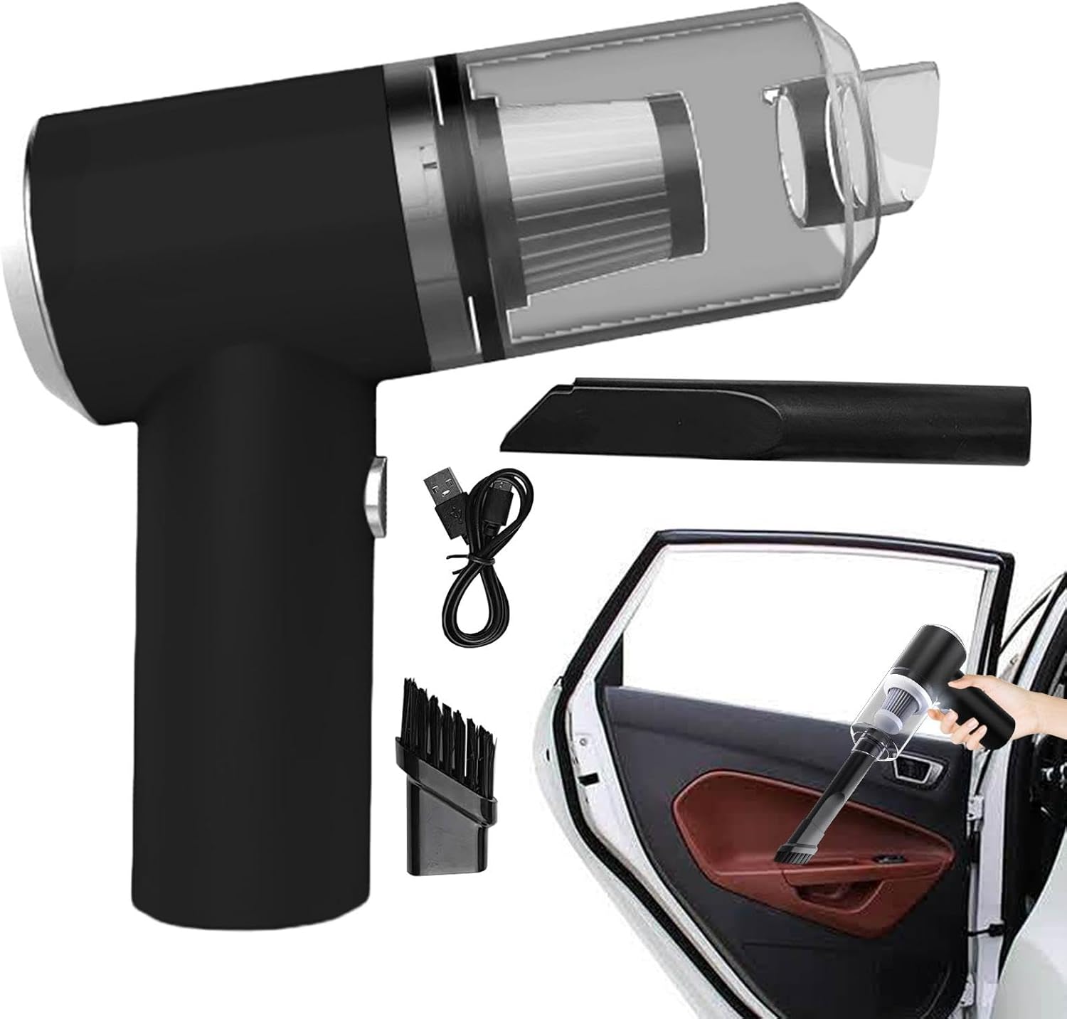 Mini aspiradora inalámbrica 3 en 1, alta potencia de succión HD.