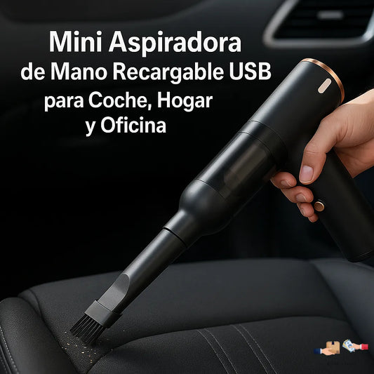 Mini aspiradora de mano recargable por USB, ideal para coche, hogar y oficina.