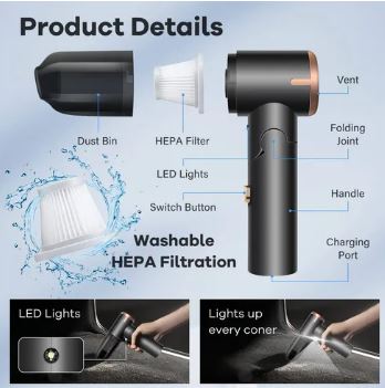 Mini limpiador inalámbrico USB para aspirar polvo, migas y teclados.