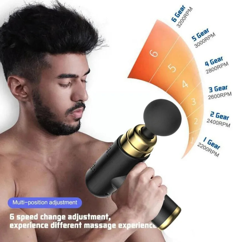 Mini masajeador de mano con 4 niveles de velocidad, ligero y recargable.