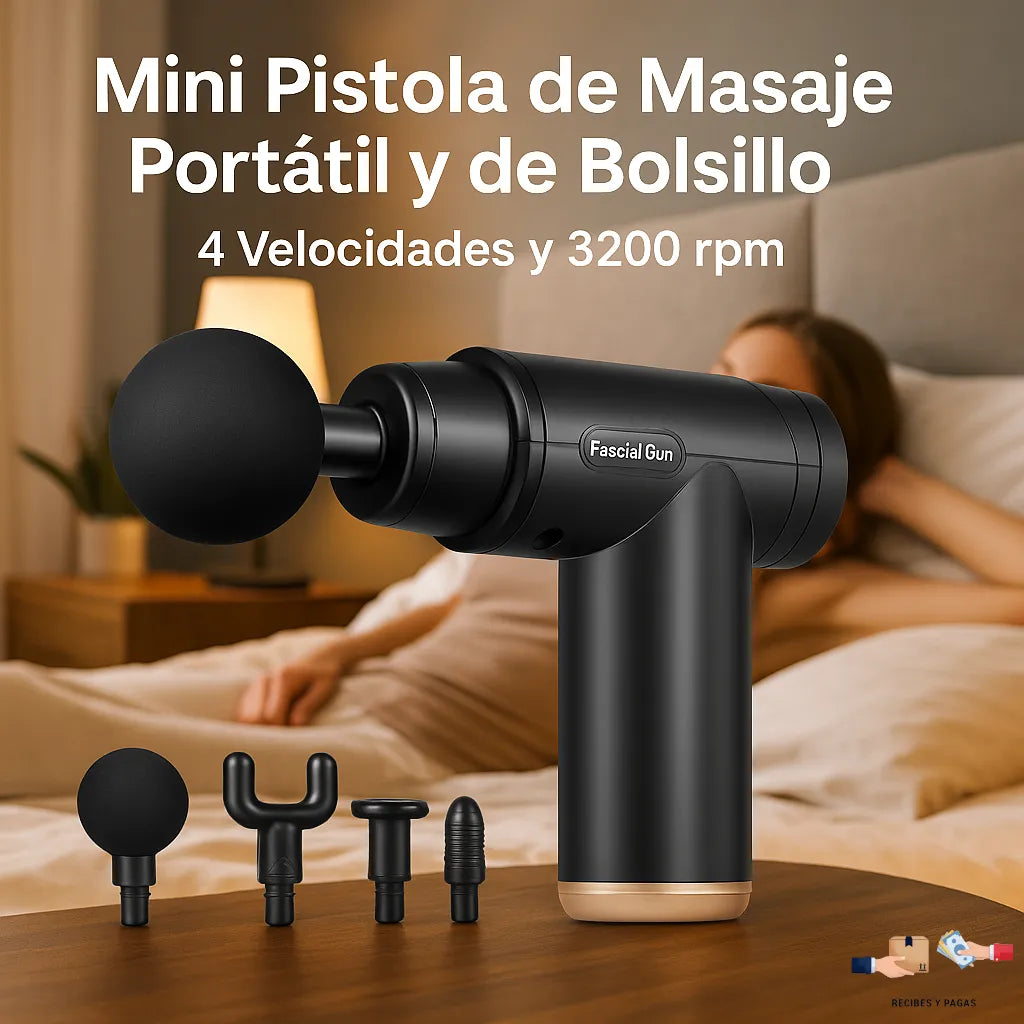 Mini pistola de masaje de bolsillo con 4 velocidades, ideal para llevar a todos lados.