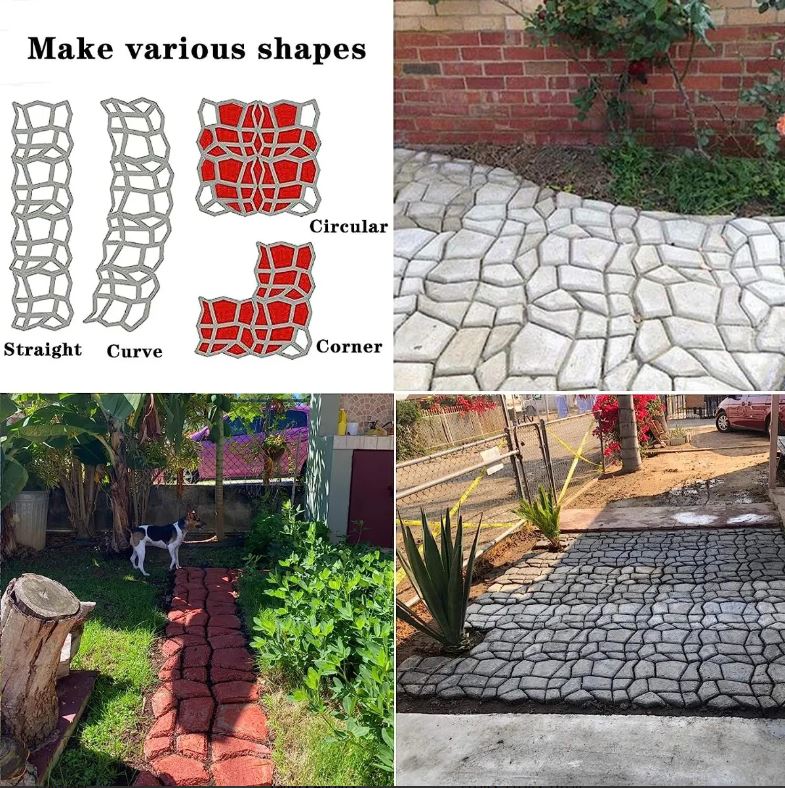 Molde de plástico para pisos de jardín, reutilizable para concreto (DIY).