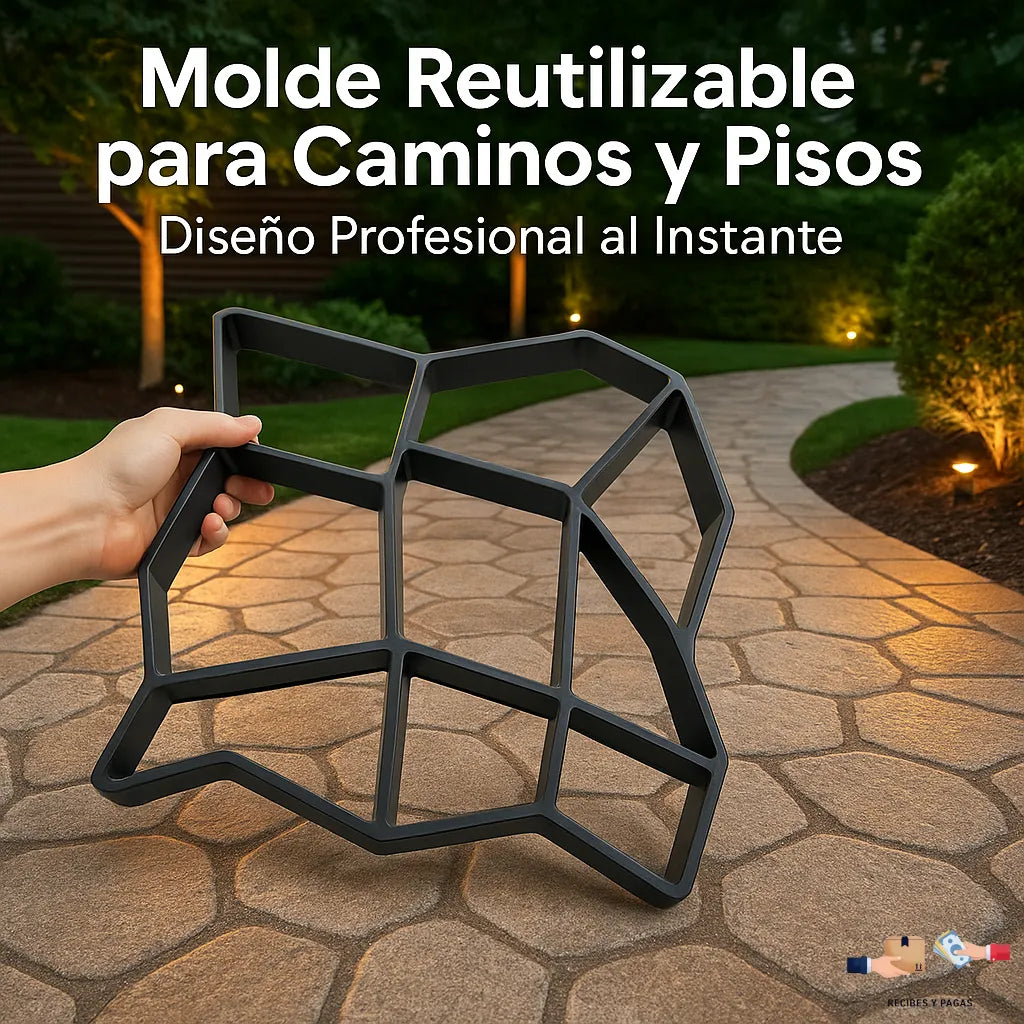 Molde reutilizable para caminos y pisos, logra un diseño profesional al instante.
