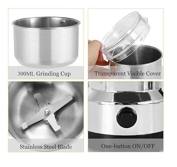 Molinillo eléctrico de especias y hierbas de cocina, fácil de usar y limpiar.