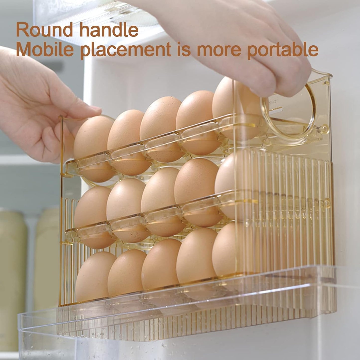 Organizador de huevos apilable para refrigerador, gran capacidad, cocina ordenada.