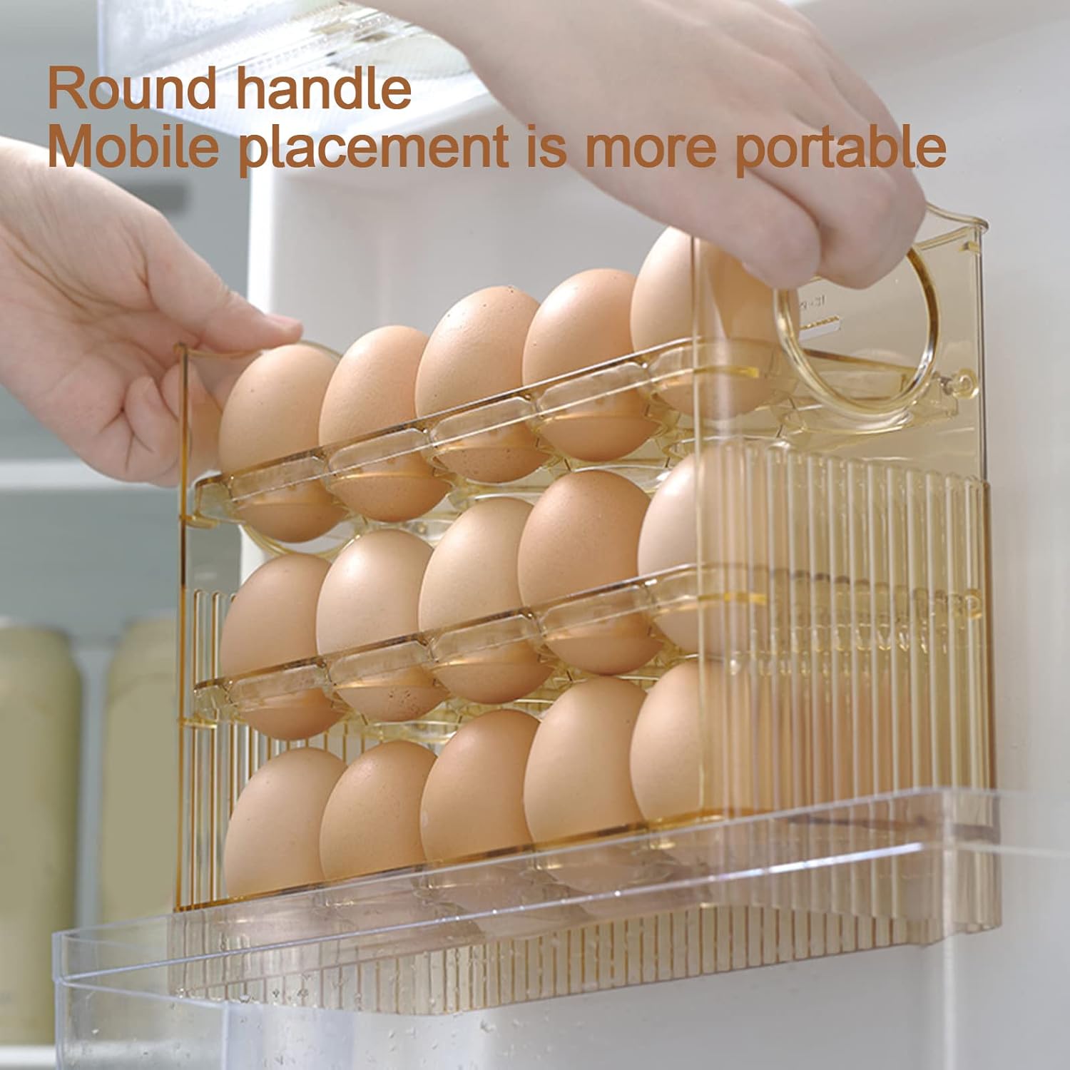 Organizador de huevos apilable para refrigerador, gran capacidad, cocina ordenada.