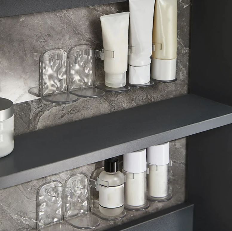 Organizador de pared de baño multifuncional, ideal para shampoo y cepillos.