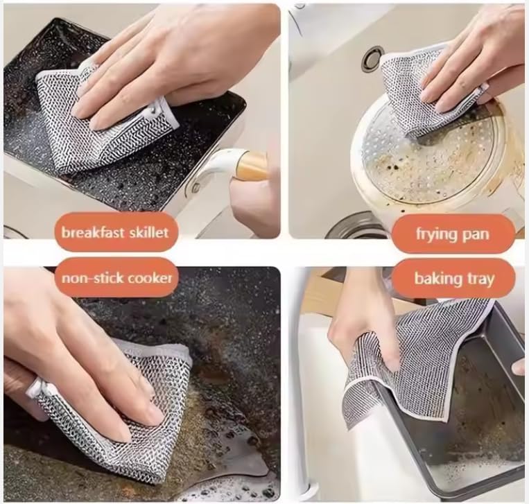 Paños de limpieza multiusos de seda plateada (5 unidades), no dejan pelusa.