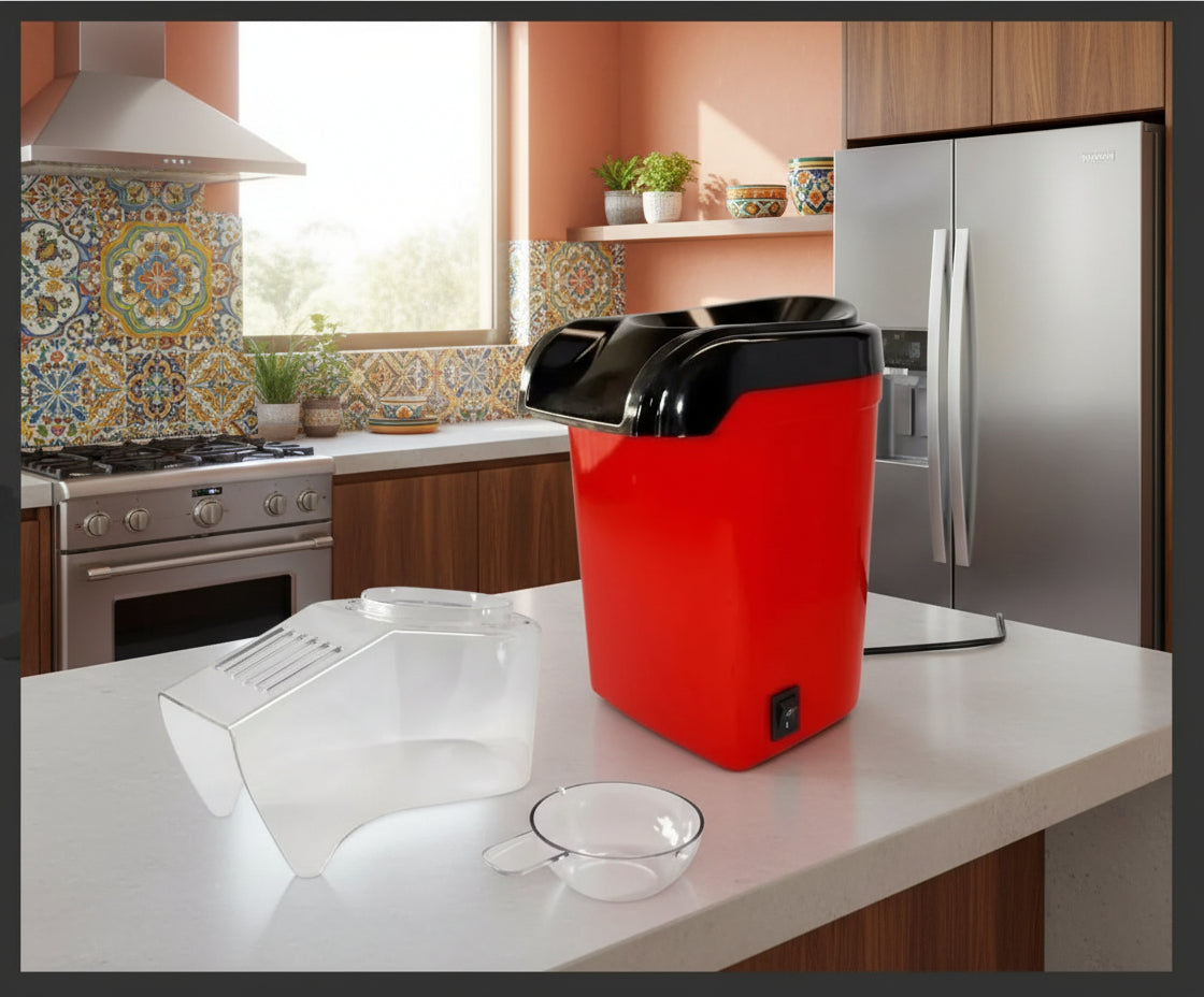 Palomitera eléctrica de aire caliente, sin aceite, para una botana saludable.