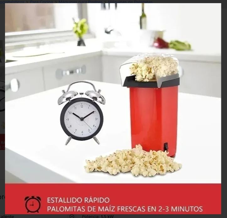 Palomitera rápida y saludable sin grasa, segura para preparar bocadillos para niños.