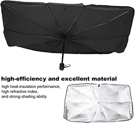 Parasol para auto plegadizo, con martillo de emergencia, compacto y fácil de guardar.