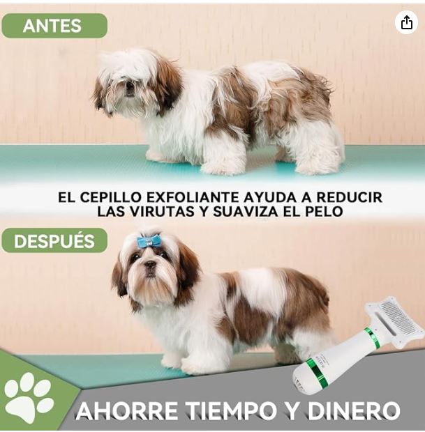 Peine cepillo secador para perro y gato, con temperatura baja para piel sensible.