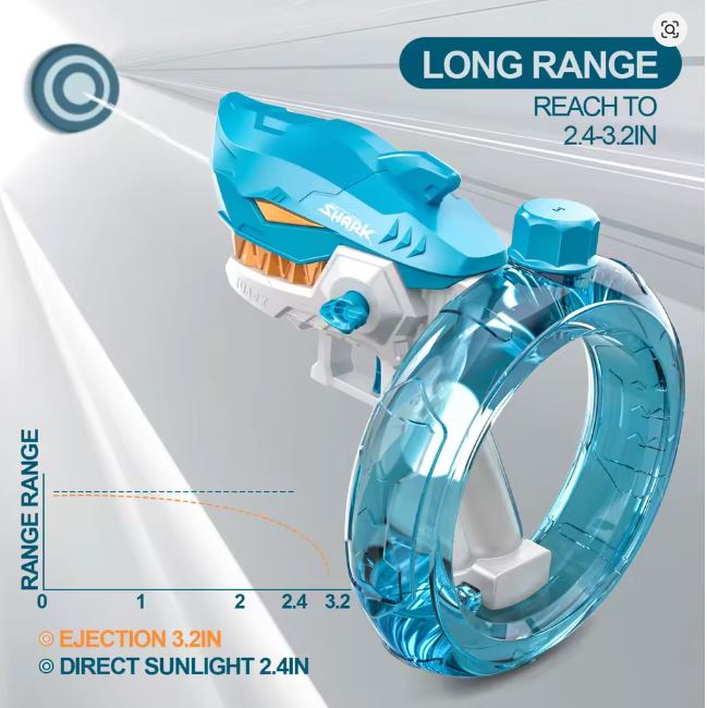 Pistola de agua automática recargable de tiburón, potente y divertida.