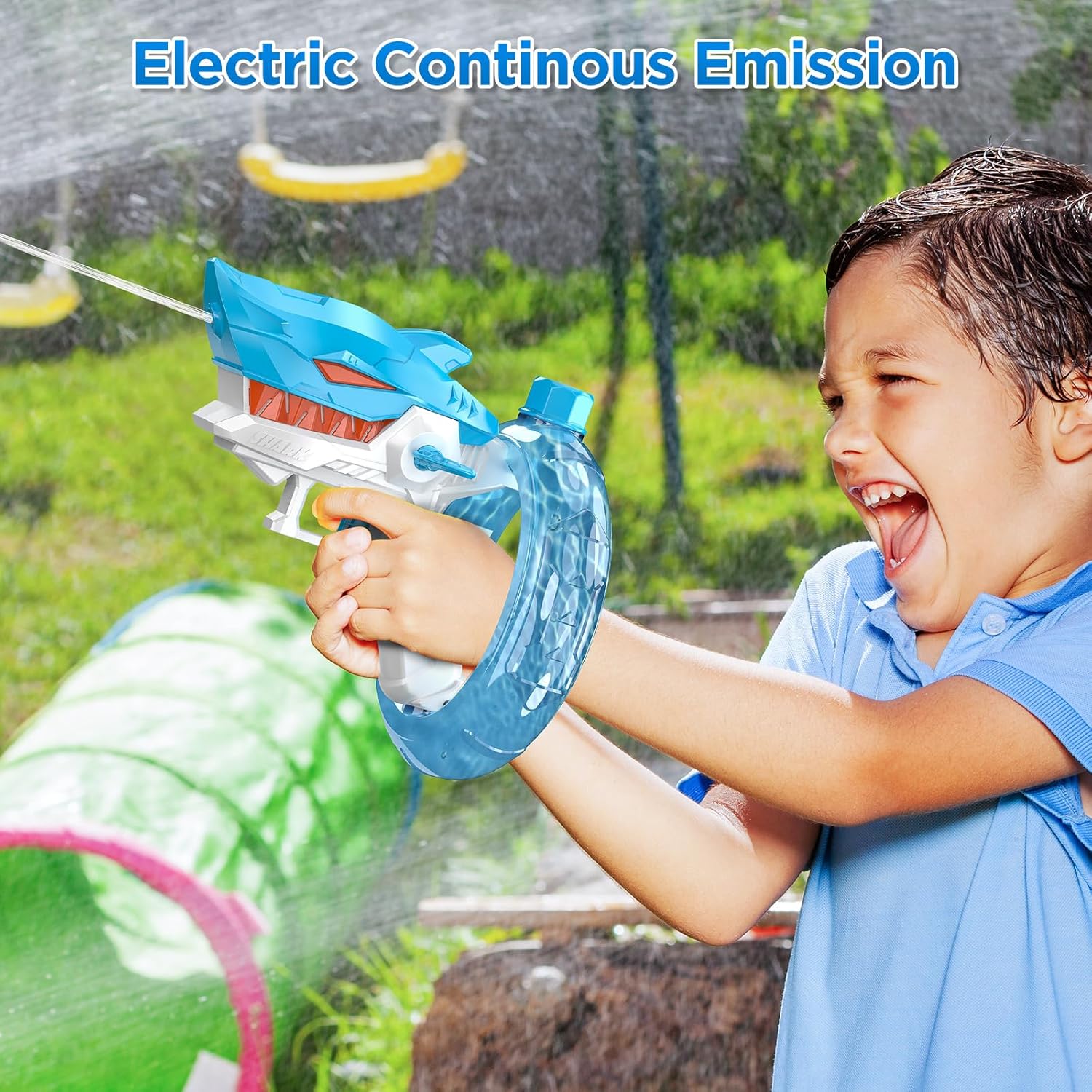 Pistola de agua automática de tiburón, juguete eléctrico para niños.