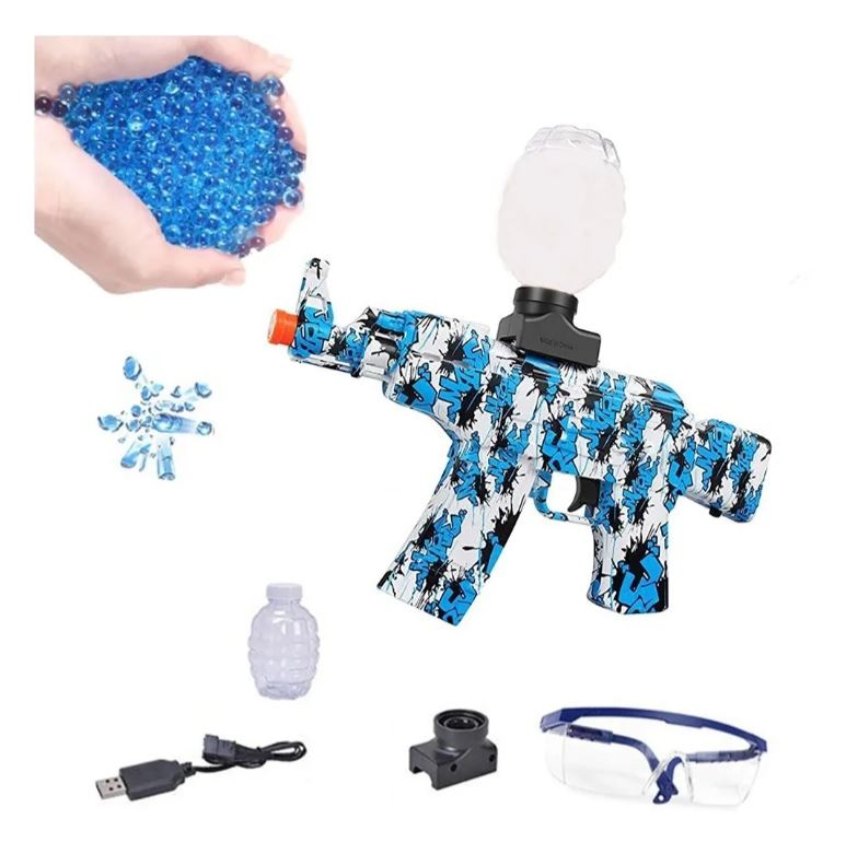 Pistola de agua gel eléctrica, largo alcance con batería recargable.