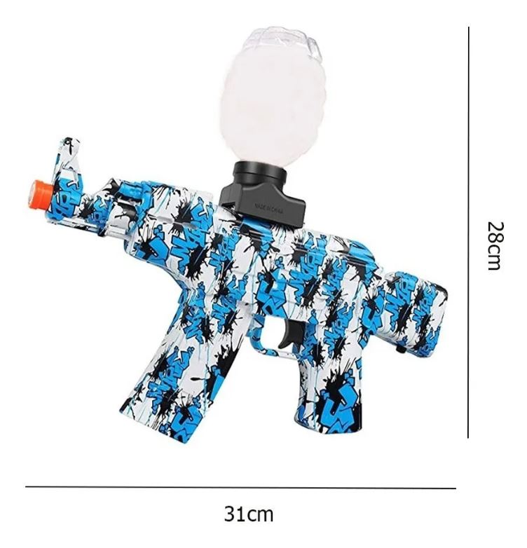 Pistola gel blaster eléctrica automática, con sistema de carga rápida.