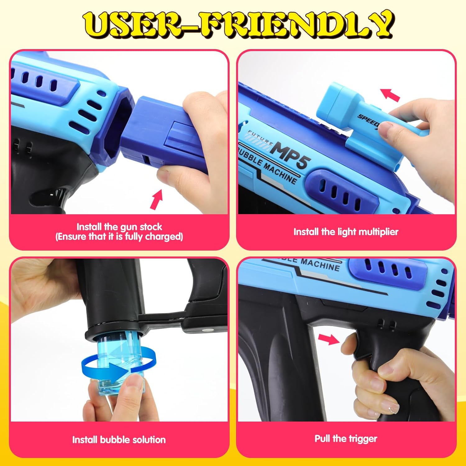 Pistola de juguete para burbujas 57 agujeros con LED, muy divertido.