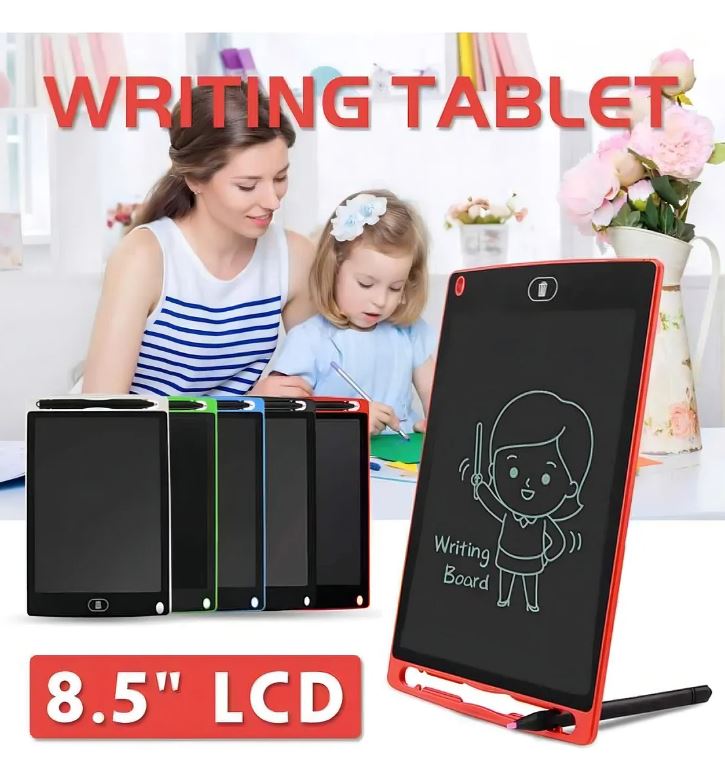 Pizarra mágica LCD de 8.5" con bajo consumo y protección visual para niños.