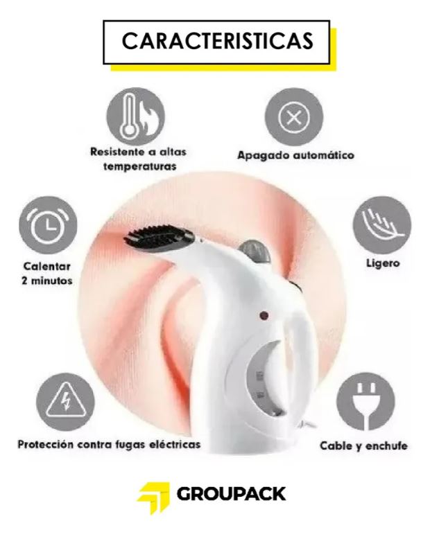 Planchadora vertical de vapor portátil, para el alisado y refrescado de la ropa.