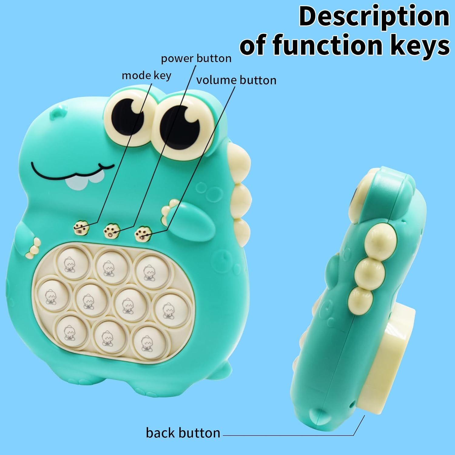 Pop It eléctrico de dinosaurio, fidget toy antiestrés para niño.