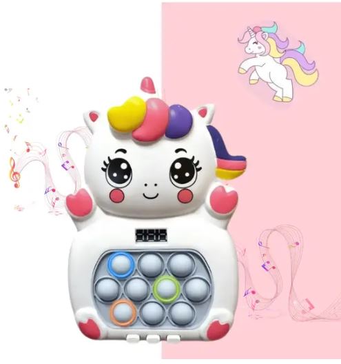 Pop It electrónico portátil de unicornio, combate la ansiedad en viajes.
