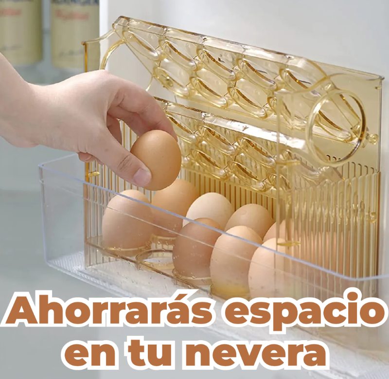 Porta huevos para refrigerador de gran capacidad, dispensador automático.