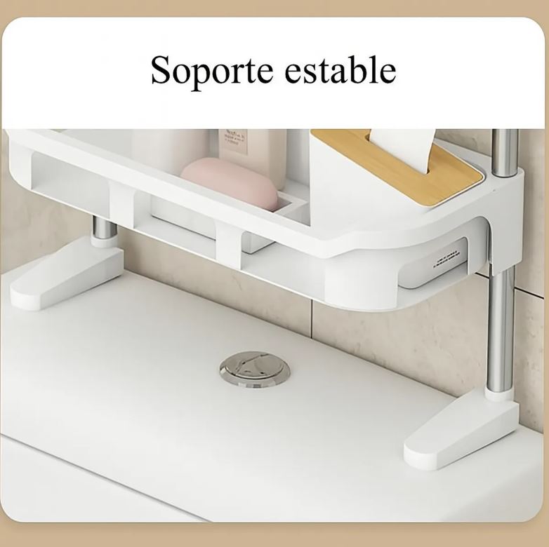 Repisa compacta para baño sobre el inodoro, almacenamiento útil para artículos.