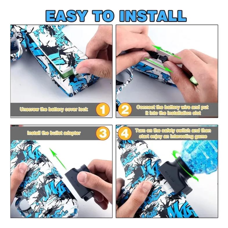 Rifle de gel eléctrico automático, bolas suaves, alta velocidad.