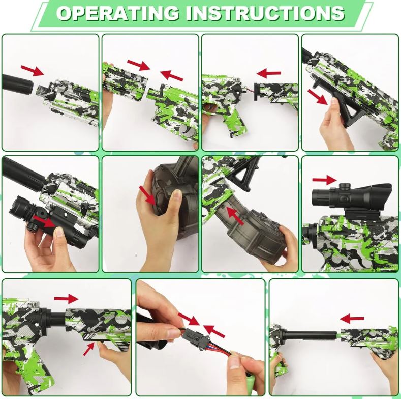 Rifle hidrogel eléctrico M416, 400 RPM, seguro para niños.