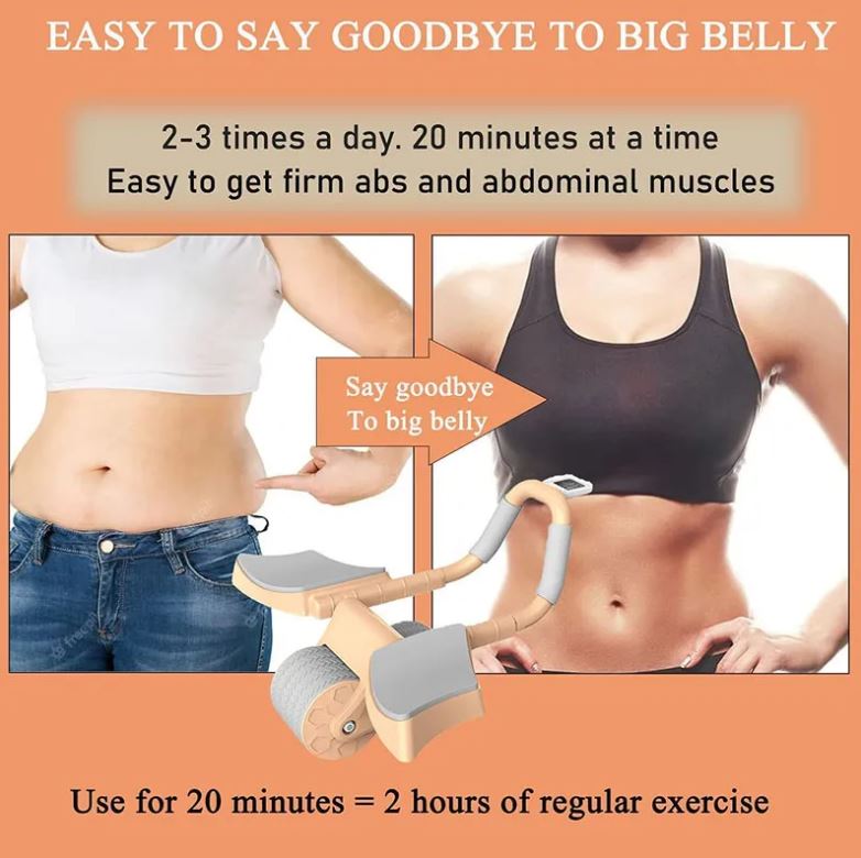 Rodillo abdominal doble rueda con monitor de tiempo y calorías.