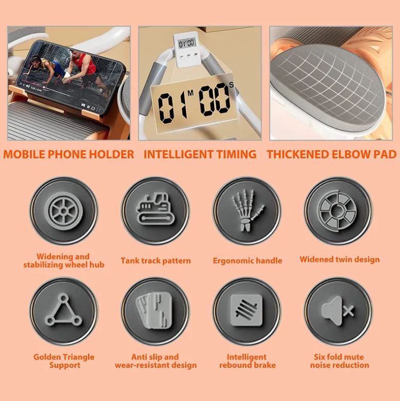 Rodillo abdominal con monitor y doble rueda, para entrenamiento efectivo.