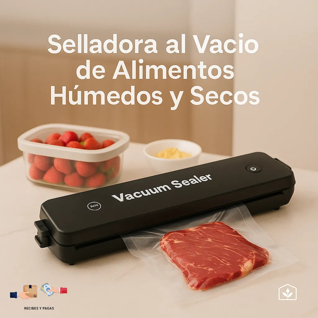 Selladora al vacío para alimentos húmedos y secos, clave para la conservación en la cocina.