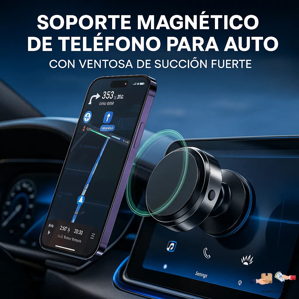 Soporte magnético para teléfono de auto con ventosa de succión fuerte.