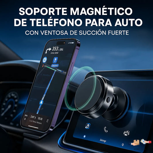 Soporte magnético para teléfono de auto con ventosa de succión fuerte.