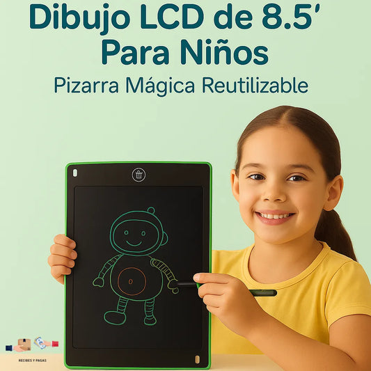 Tablet de escritura y dibujo LCD 8.5" para niños, pizarra mágica reutilizable y portátil.