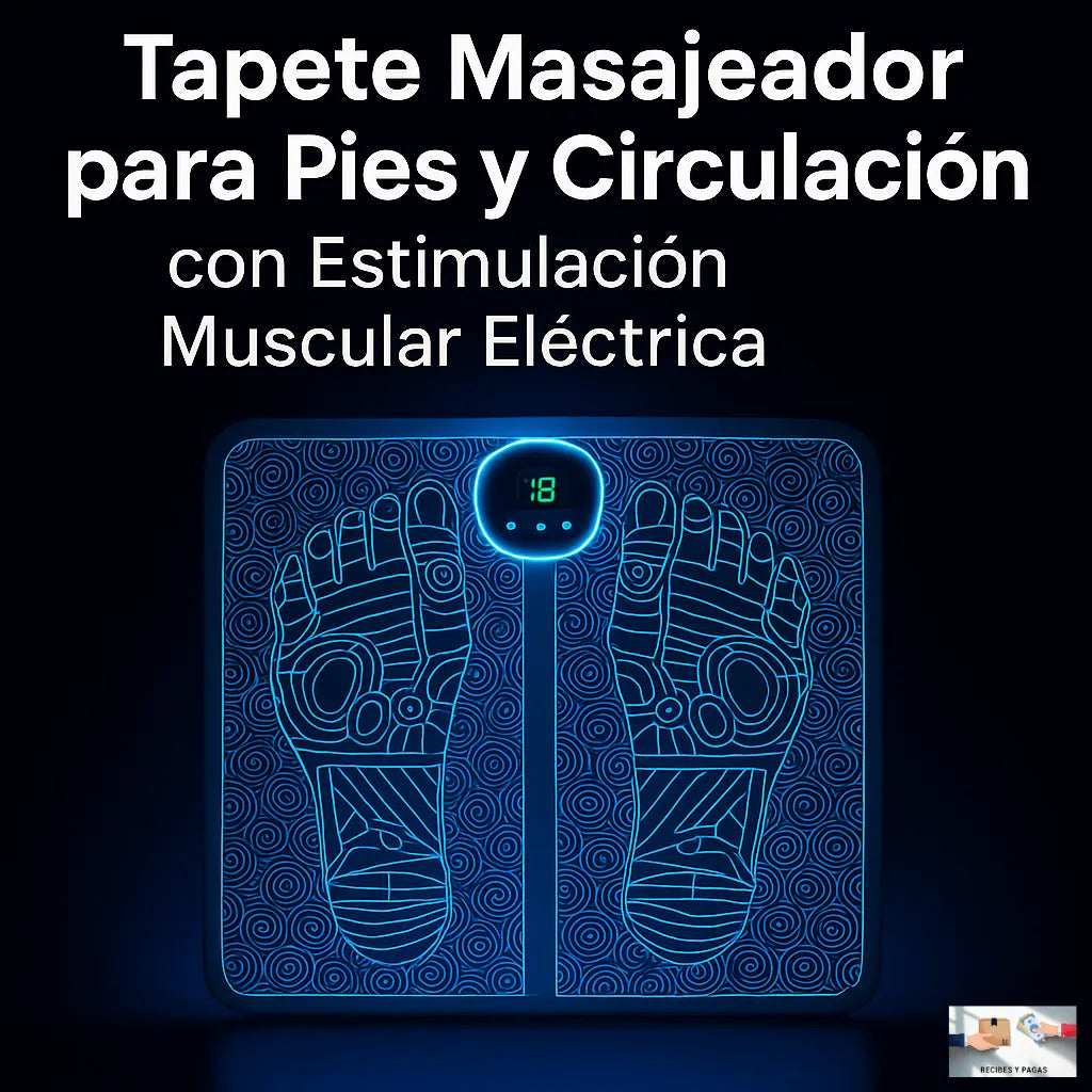 Tapete masajeador eléctrico (EMS) para pies, promueve la activación muscular.