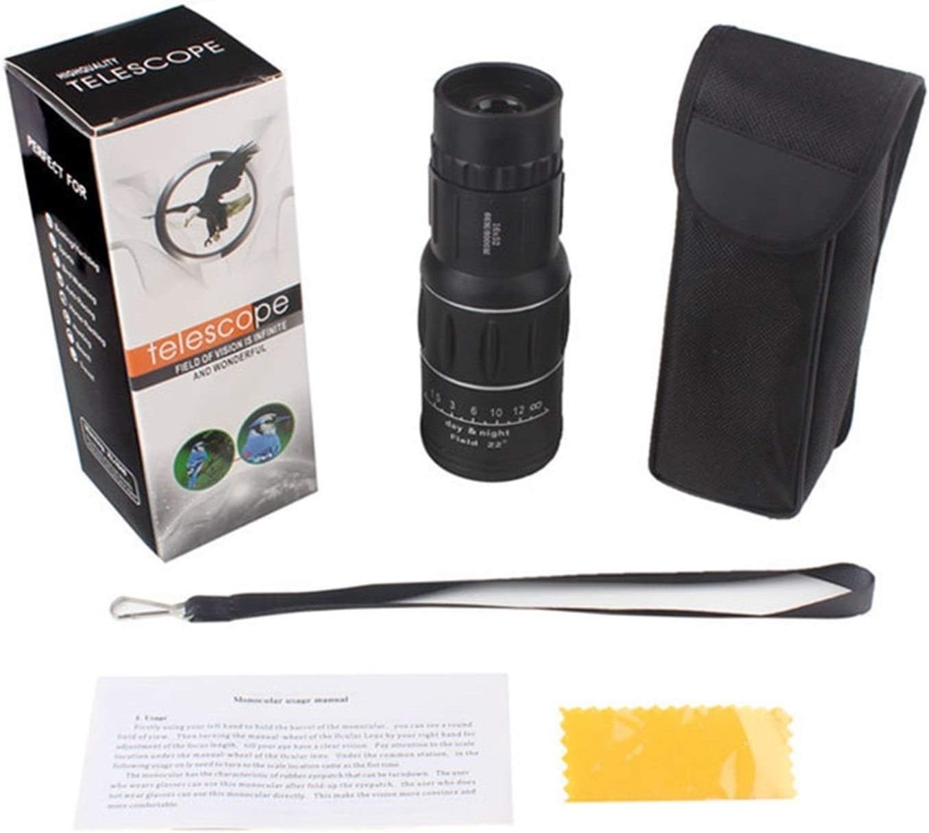 Telescopio compacto 16x 300g monocular HD, de alta definición.