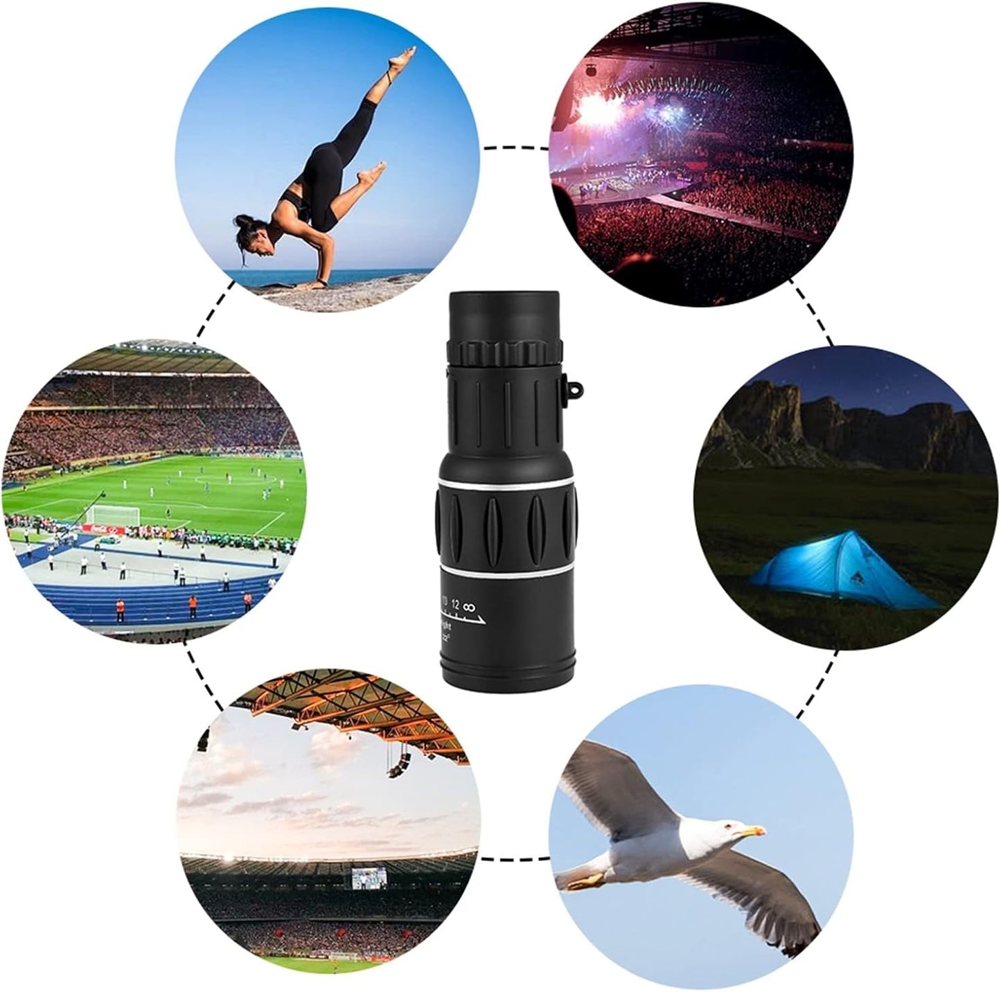 Telescopio monocular 16x 300g compacto, óptica de prisma BAK4.