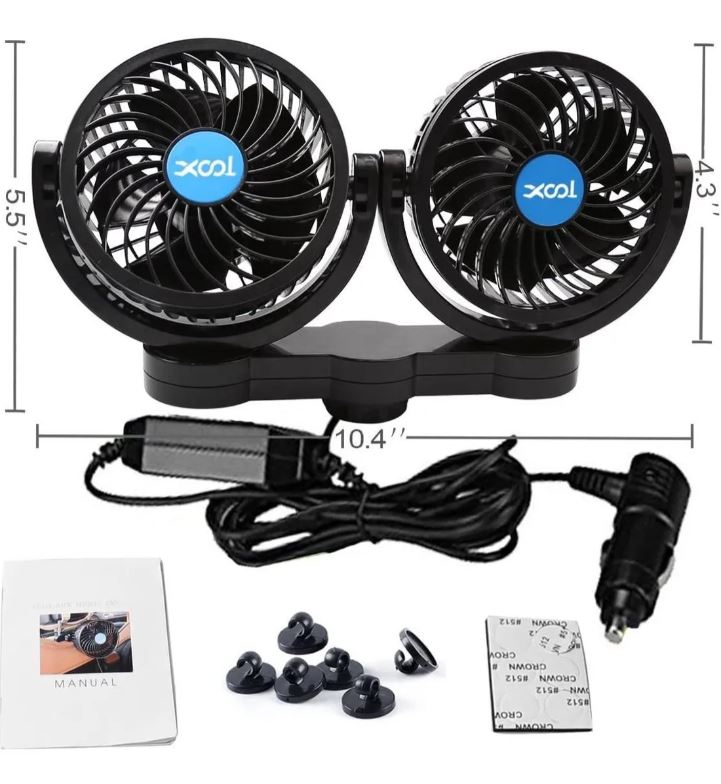 Ventilador de Coche 12V – Enfriamiento Rápido y Bajo Ruido para Pasajeros y Mascotas