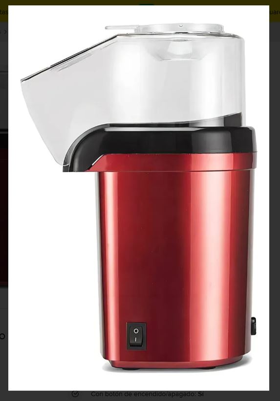 Máquina para Hacer Palomitas Saludables, Rápidas y Sin Mantequilla