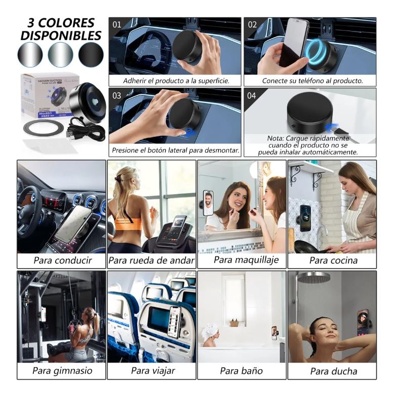Soporte Magnético para Vehículo – Compatible con Todos los Teléfonos y de Fácil Ajuste