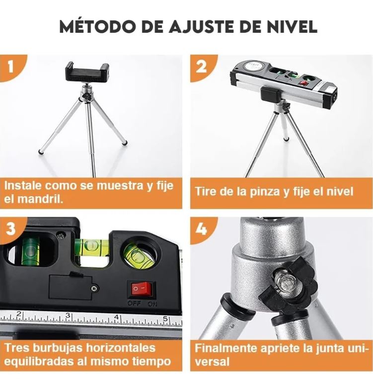 Nivelador Láser Profesional Pro40 con Medición de Burbujas y Cinta Métrica