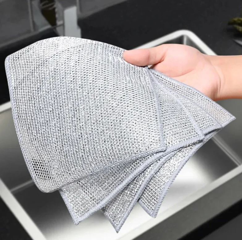 Toallas multiusos de seda plateada (5 piezas), para cocina, baño y coche.