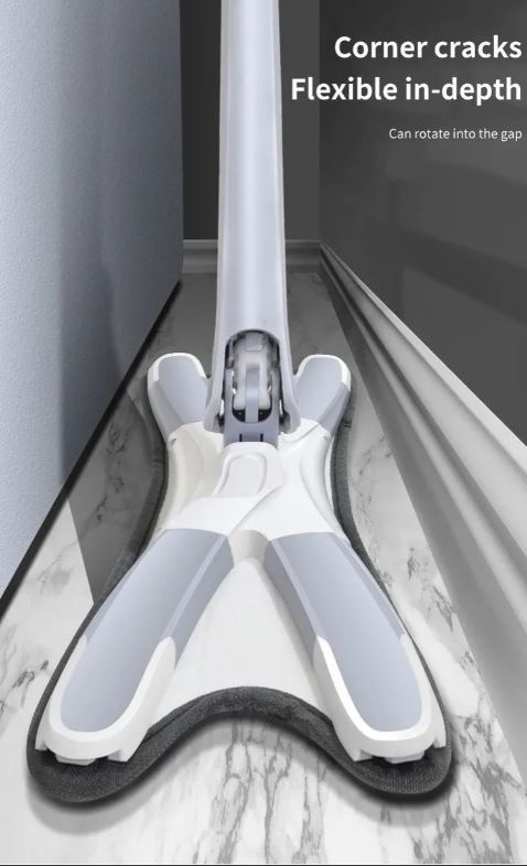 Trapeador giratorio de microfibra reusable, herramienta para limpieza rápida del hogar.