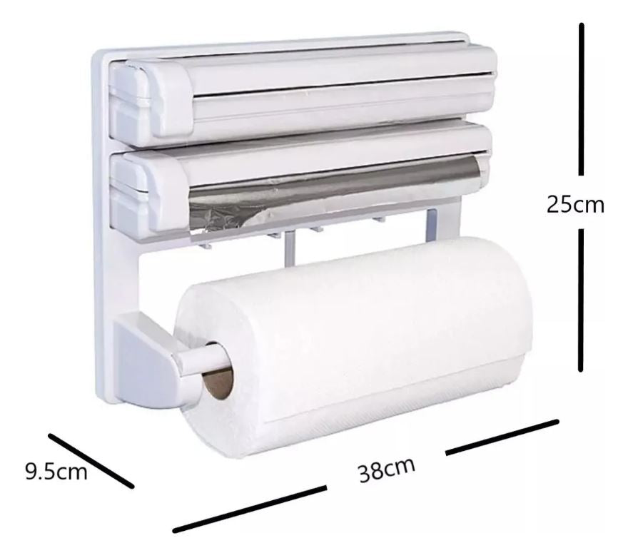 Organizador Multifuncional de Cocina - Papel Higiénico, Papel Aluminio y Plástico Autoadherible
