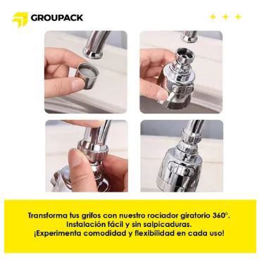 Rociador extensión de Grifo Giratorio 360° para Fregadero de Cocina y Baño